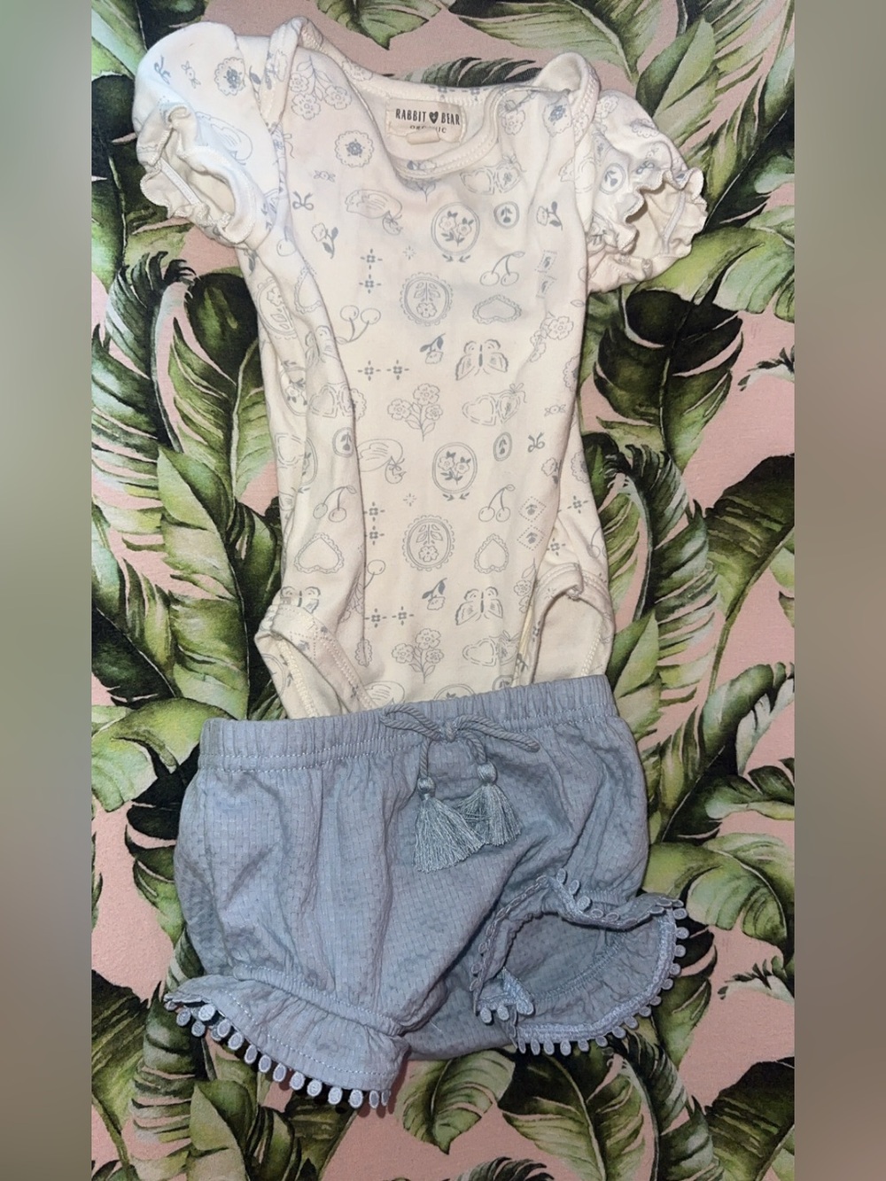 Rabbit +  Bear 6-9 month summer outfit baby girl